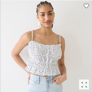 NWT j crew Cinched-waist cotton poplin tank top in dot